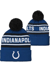 Indianapolis Colts Blue Jacquard Cuff Pom Youth Knit Hat