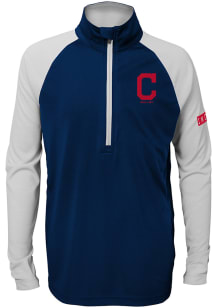 Cleveland Indians Youth Navy Blue Destined Long Sleeve Quarter Zip Shirt