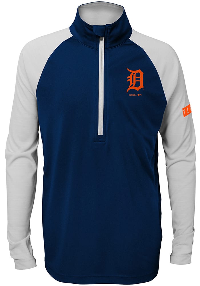 Detroit Tigers Youth Navy Blue Destined Long Sleeve Quarter Zip Shirt