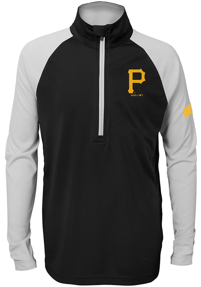 Pittsburgh Pirates Youth Black Destined Long Sleeve Quarter Zip Shirt