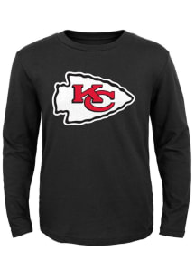 Kansas City Chiefs Youth Black Primary Logo Long Sleeve T-Shirt