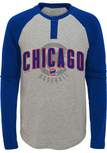 Chicago Cubs Youth Grey American Athlete Long Sleeve Fashion T-Shirt
