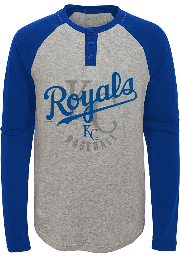 Outerstuff Kansas City Royals Youth Grey American Athlete Long Sleeve Fashion T-Shirt, Grey, Tri-Blend, Size L, Rally House