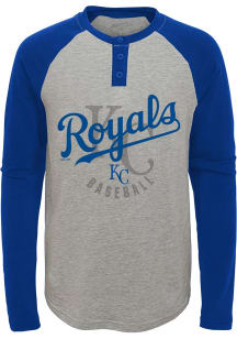 Kansas City Royals Youth Grey American Athlete Long Sleeve Fashion T-Shirt