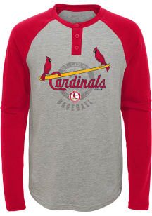 St Louis Cardinals Youth Grey American Athlete Coop Long Sleeve Fashion T-Shirt