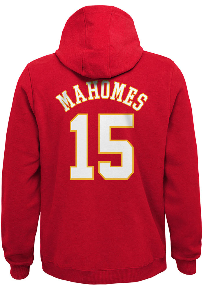 Patrick Mahomes Kansas City Chiefs Youth Name and Number Long Sleeve Hoodie  Red