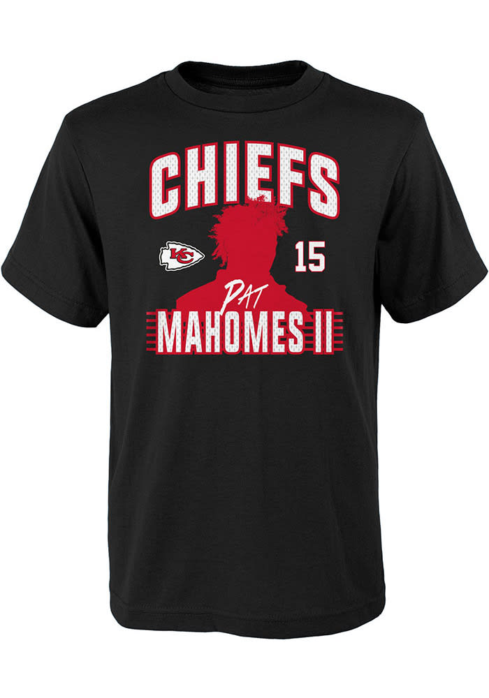 Patrick Mahomes Kansas City Chiefs Youth Black Profile Name and Number Player Tee