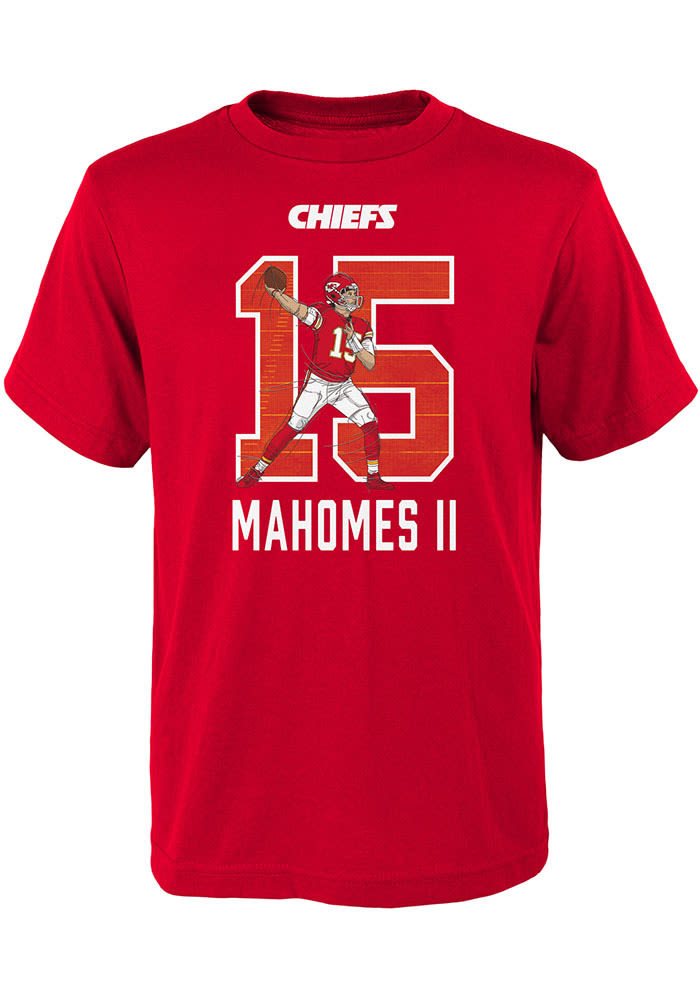 Patrick Mahomes Kansas City Chiefs Youth Red Lazer Name and Number Player Tee
