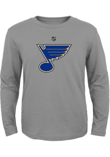 St Louis Blues Youth Grey Primary Logo Long Sleeve T-Shirt