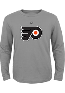 Philadelphia Flyers Boys Grey Primary Logo Long Sleeve T-Shirt