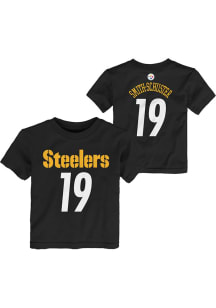 JuJu Smith-Schuster Pittsburgh Steelers Toddler Black Mainliner Name and Number Short Sleeve Pla..