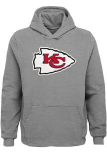 Kansas City Chiefs Boys Grey Primary Logo Long Sleeve Hooded Sweatshirt
