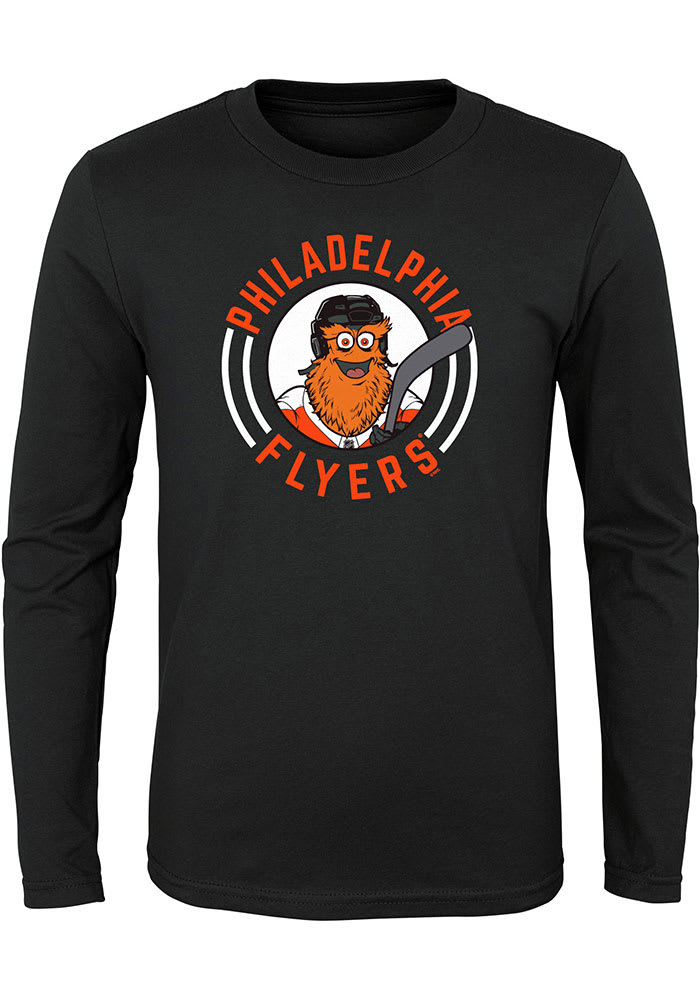 Gritty Outer Stuff Philadelphia Flyers Youth Black Gritty Circle Long Sleeve T-Shirt