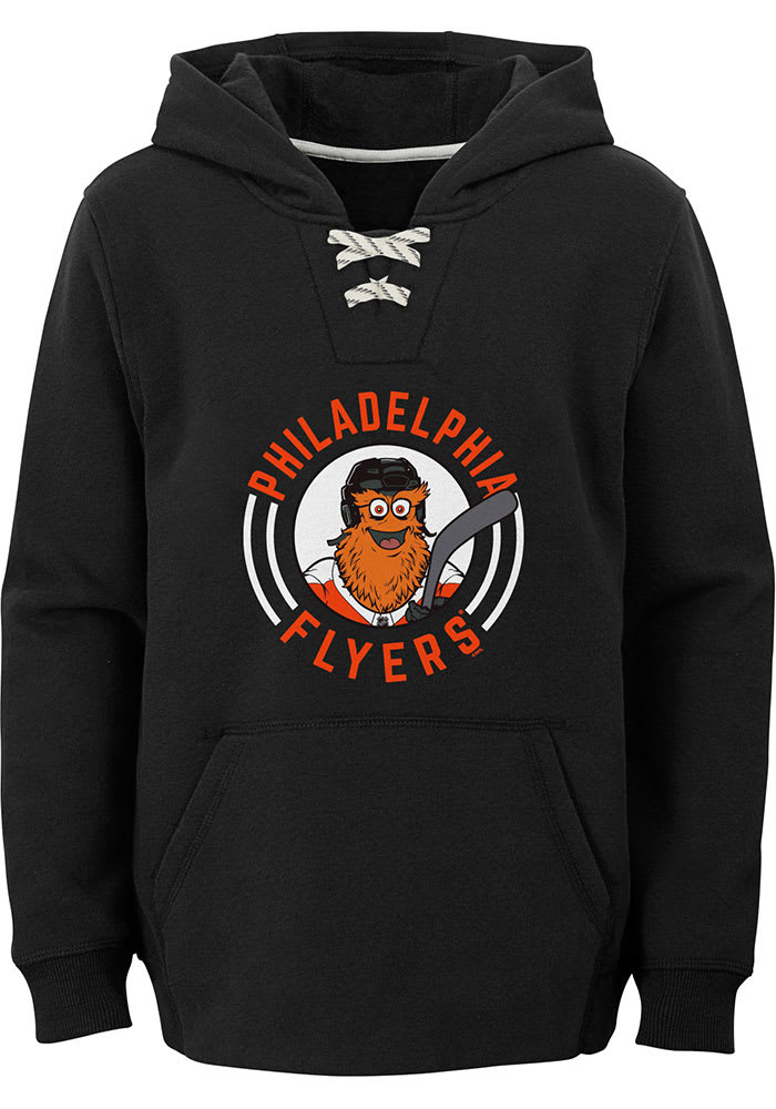 Gritty Outer Stuff Philadelphia Flyers Youth Black Gritty Circle Long Sleeve Hoodie