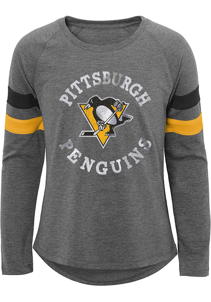 Pittsburgh Penguins Girls Grey Everyday Puck Long Sleeve T-shirt