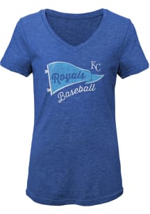 Kansas City Royals Girls Blue Banner Wave Short Sleeve Fashion T-Shirt