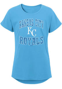 Kansas City Royals Girls Light Blue Tail Spin Short Sleeve Tee