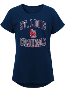 St Louis Cardinals Girls Navy Blue Tail Spin Short Sleeve Tee