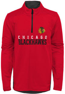 Chicago Blackhawks Boys Red Benchmark Long Sleeve 1/4 Zip Pullover