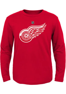 Detroit Red Wings Boys Red Primary Logo Long Sleeve T-Shirt