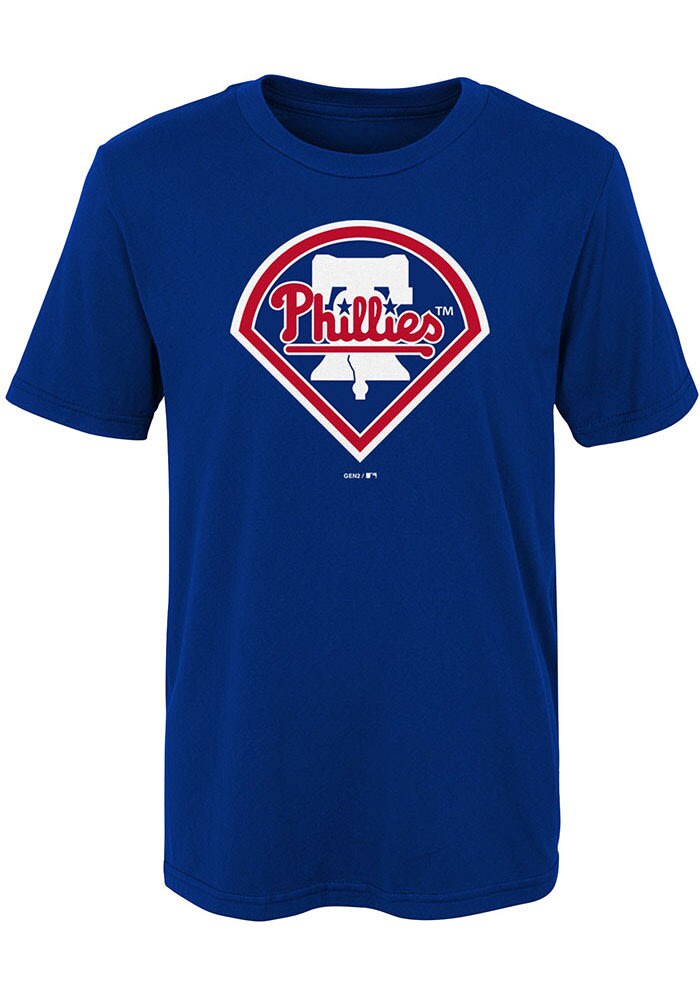 New Official Philadelphia Phillies Youth Boys Blue Short Sleeve Shirt