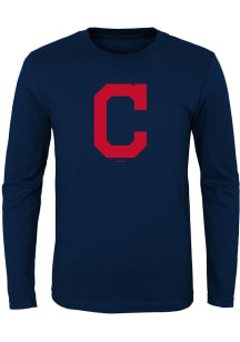 Cleveland Indians Boys Navy Blue Primary Logo Long Sleeve T-Shirt