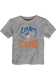 FC Cincinnati Toddler Girls Grey New Love Short Sleeve T-Shirt