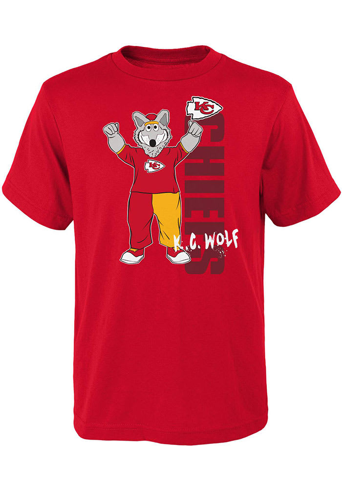 KC Wolf Outer Stuff Kansas City Chiefs Youth Red KC Wolf Tag It Short Sleeve T-Shirt