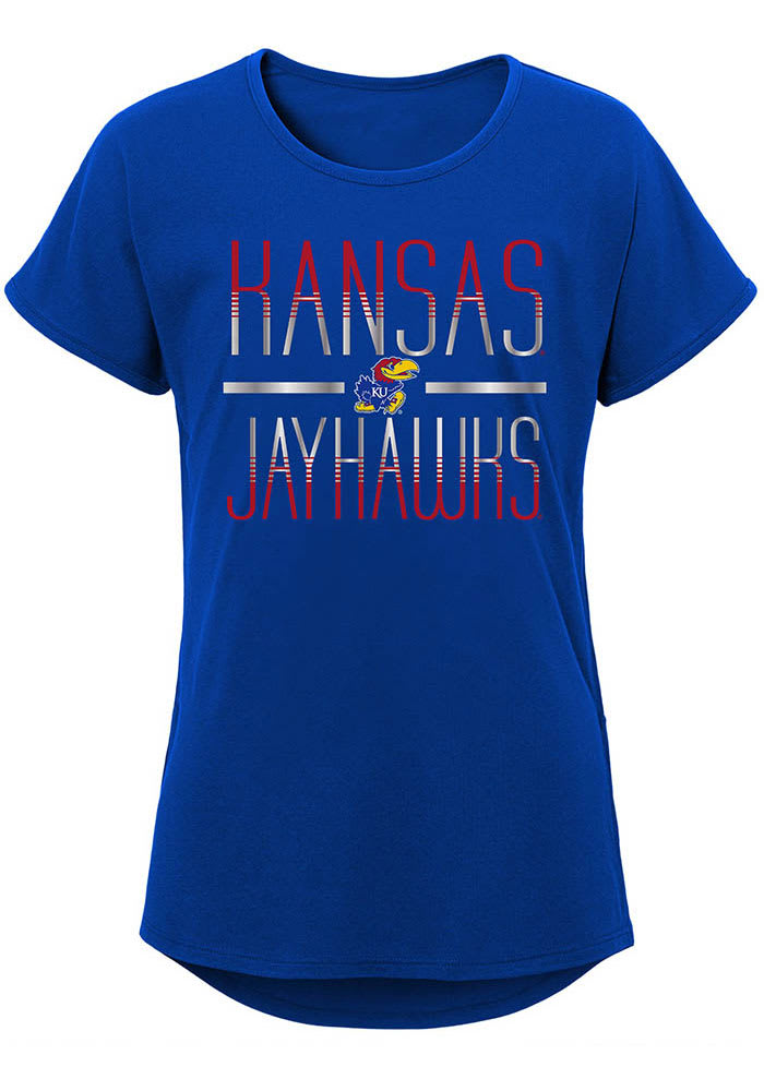 Kansas Jayhawks Girls Blue Glory Short Sleeve Tee