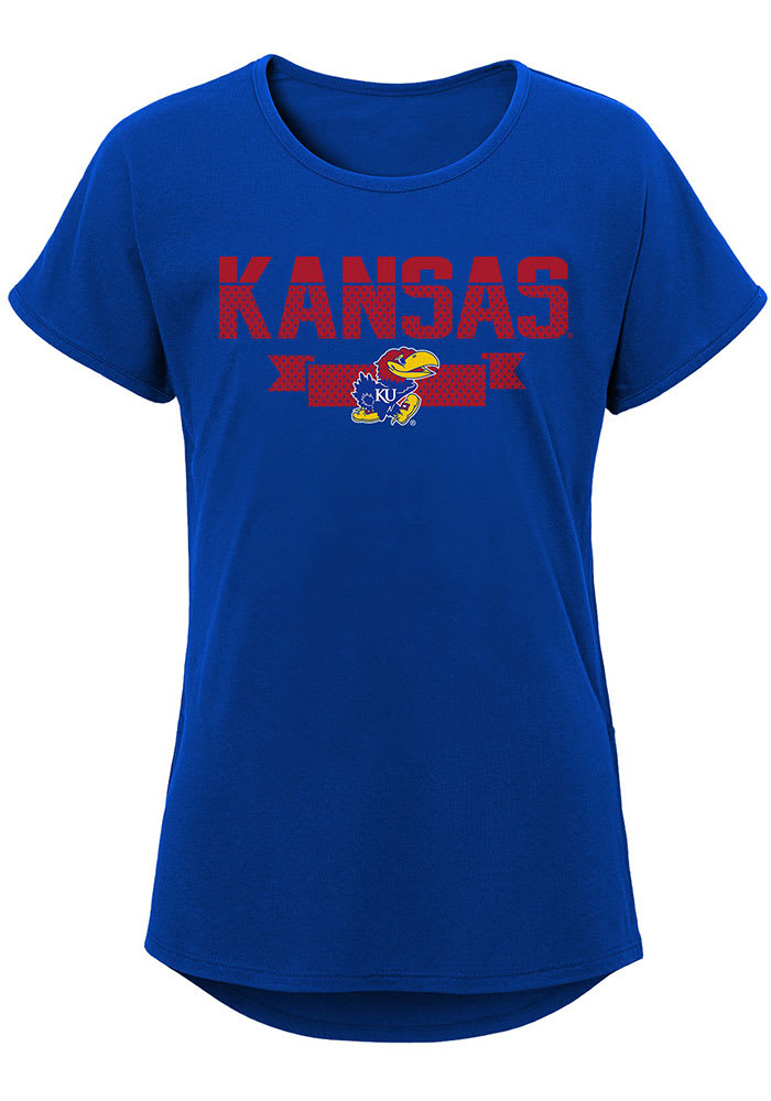 Kansas Jayhawks Girls Blue Winning Short Sleeve Fashion T-Shirt