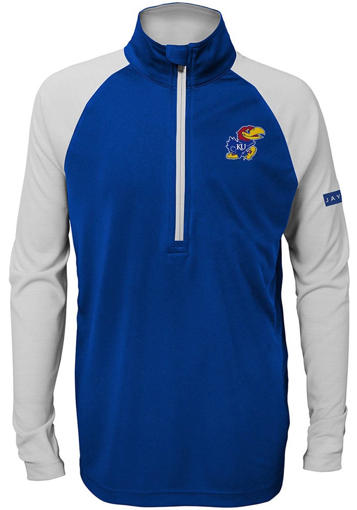 Kansas Jayhawks Youth Blue Destined Long Sleeve Quarter Zip Shirt