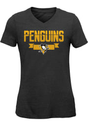 Pittsburgh Penguins Girls Black Winning Short Sleeve Fashion T-Shirt