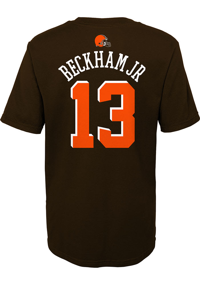 Odell Beckham Jr Cleveland Browns Boys Brown Name and Number Short Sleeve T-Shirt