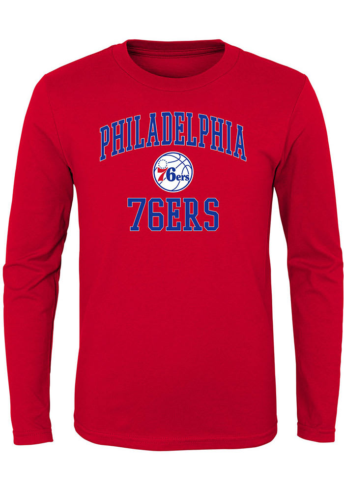 Philadelphia 76ers Youth Red #1 Design Long Sleeve T-Shirt