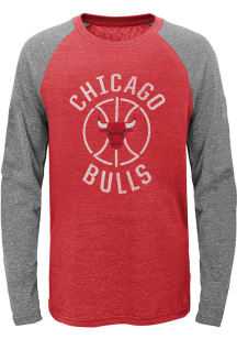 Chicago Bulls Youth Red Fadeaway Long Sleeve Fashion T-Shirt