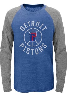 Detroit Pistons Youth Blue Fadeaway Long Sleeve Fashion T-Shirt