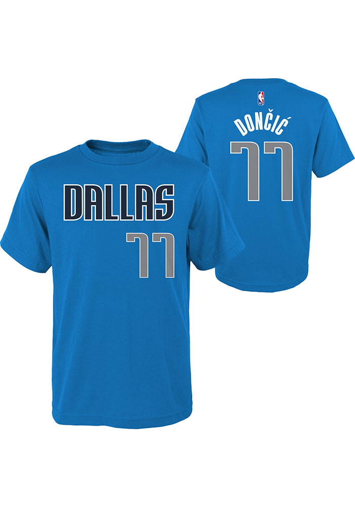 Luka Doncic Dallas Mavericks Youth Blue Name and Number Player Tee