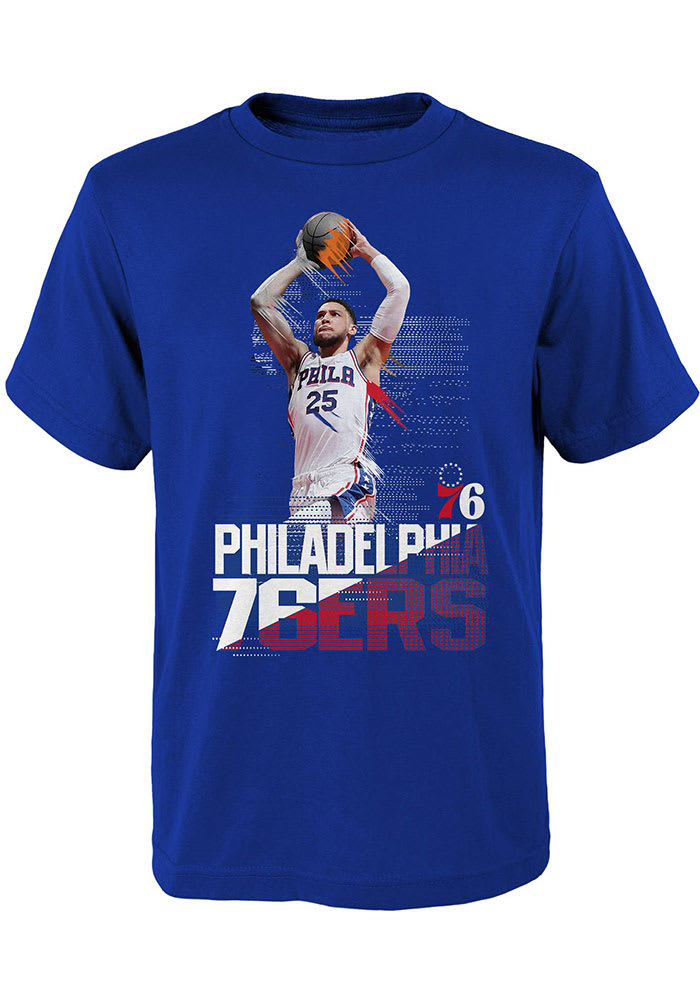 Ben Simmons Philadelphia 76ers Boys Blue Splash Screen Short Sleeve T-Shirt