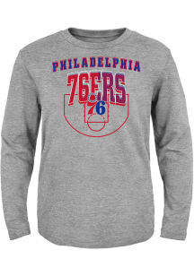 Philadelphia 76ers Youth Grey Team Court Long Sleeve T-Shirt