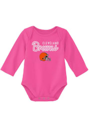 Cleveland Browns Baby Pink Big Game LS Tops LS One Piece