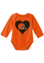 Cleveland Browns Baby Orange Heart LS Tops LS One Piece