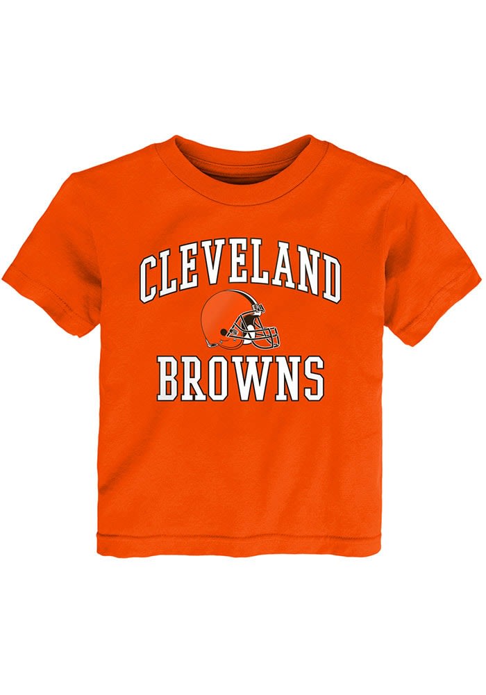 47 Women's Cleveland Browns Orange Half-Moon Crop T-Shirt