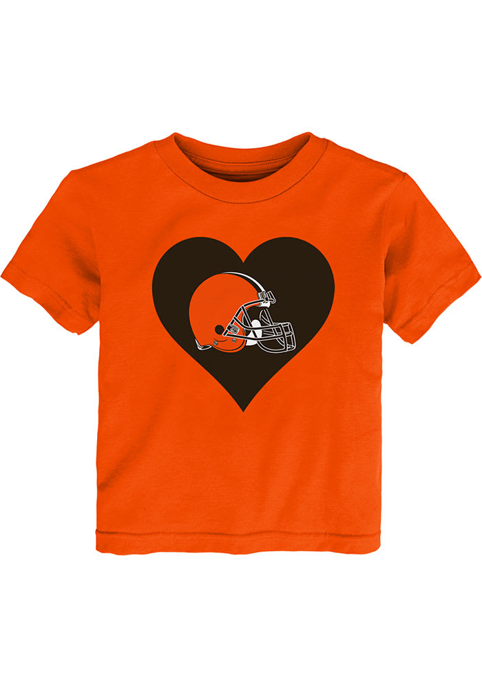 Cleveland Browns Toddler Girls ORANGE Heart Short Sleeve T-Shirt