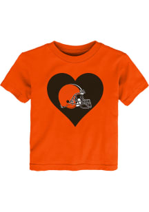 Cleveland Browns Toddler Girls Orange Heart Short Sleeve T-Shirt