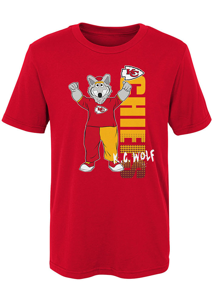 KC Wolf Outer Stuff Kansas City Chiefs Boys Red KC Wolf Tag It Short Sleeve T-Shirt