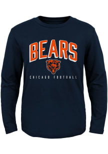 Chicago Bears Youth Navy Blue Arched Standard Long Sleeve T-Shirt