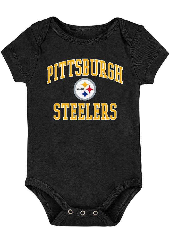 Pittsburgh Steelers Baby Black #1 Design Short Sleeve One Piece