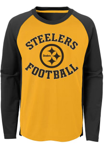 Pittsburgh Steelers Youth Gold Air Raid Long Sleeve Fashion T-Shirt