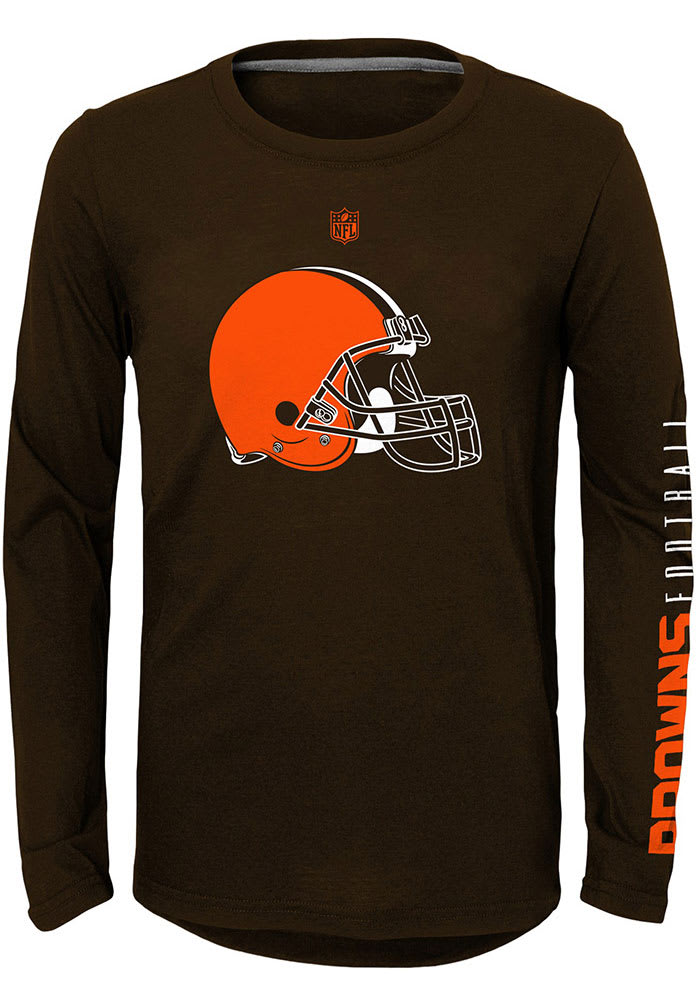 Cleveland Browns Youth Brown Trainer Long Sleeve T-Shirt