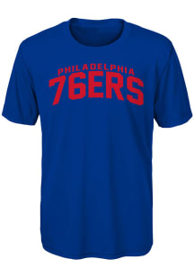 Philadelphia 76ers Youth Blue Curved Ball Short Sleeve T-Shirt